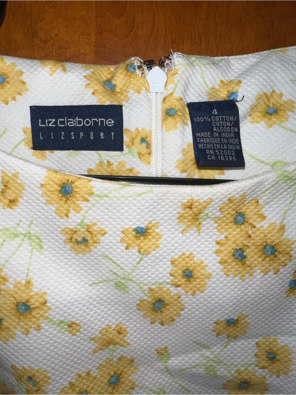 Liz Claiborne White and Yellow Floral Midi Dress - Picture 3 of 4